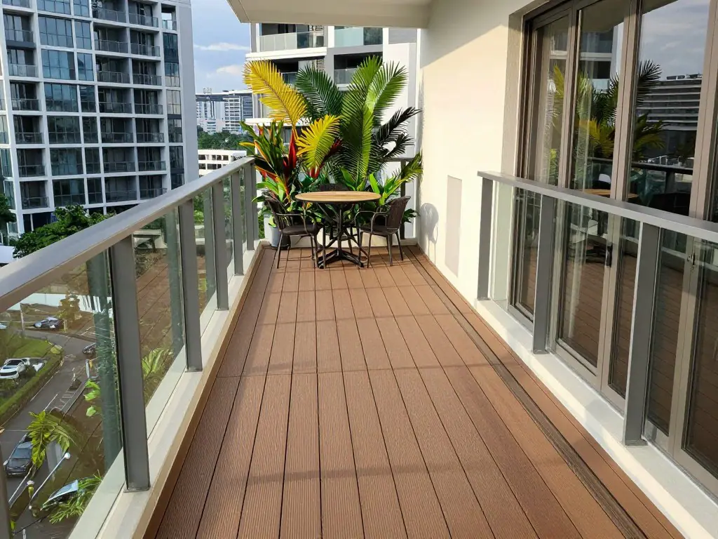 Planted balcony, WPC composite decking installed by Exterior Design in Singapore
