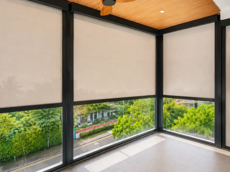 ZipNice outdoor zip blinds installed on a Singapore balcony